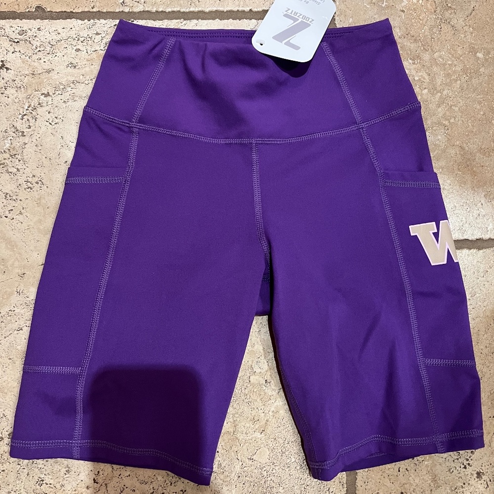 ZOOZATZ WOMENS SHORT RUNNING TIGHTS XS WASHINGTON HUSKIES NEW WITH TAGS NWT